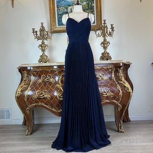 Women,s formal Pleated high slit open back evening prom dress